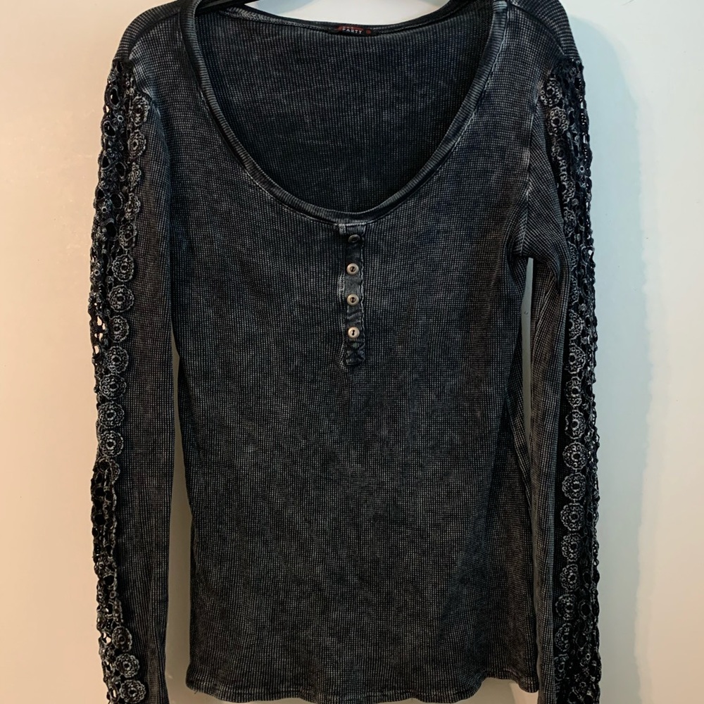 Black long sleeve shirt with lace
